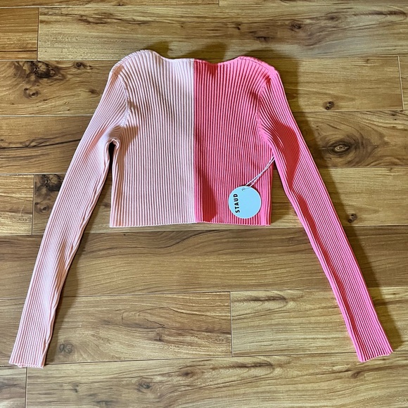 Staud Manon Two Tone Rib Knit Cropped Cardigan New Large - Picture 10 of 14